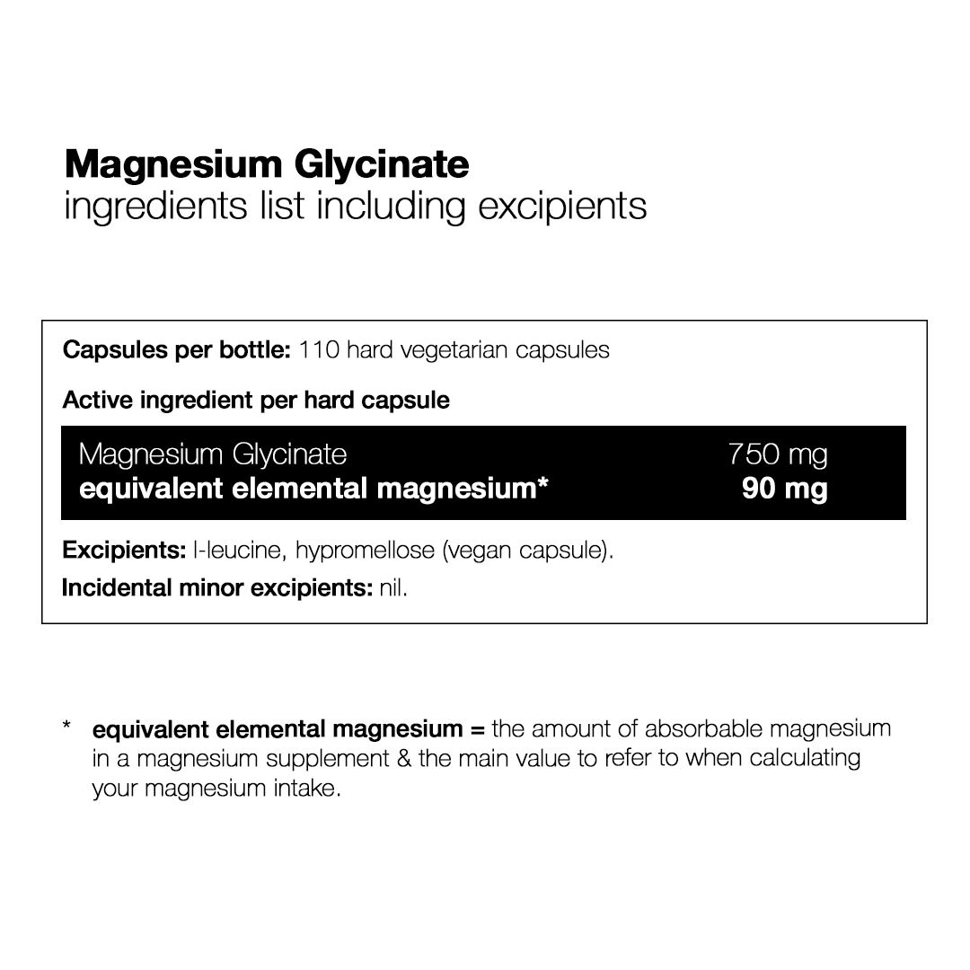 Magnesium Glycinate (Pure & Unbuffered) - 110 Capsules