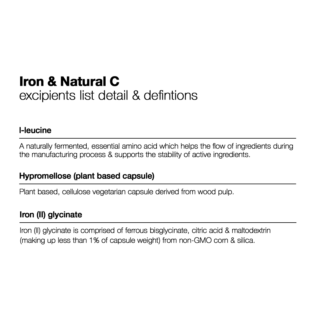 Iron &amp; Natural C - 30 Capsules (New &amp; Improved Formula)