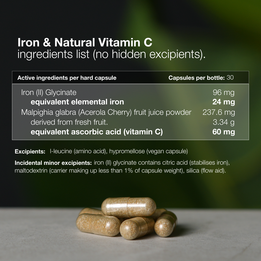 Iron &amp; Natural Vitamin C - 30 Capsules
