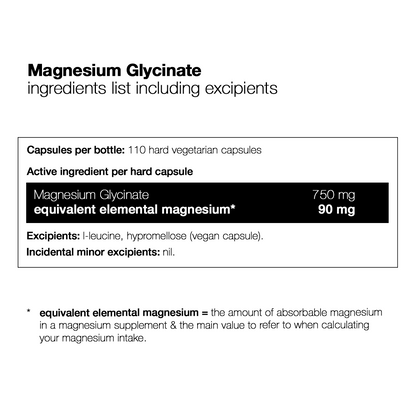 Magnesium Glycinate (Pure &amp; Unbuffered) - 110 Capsules