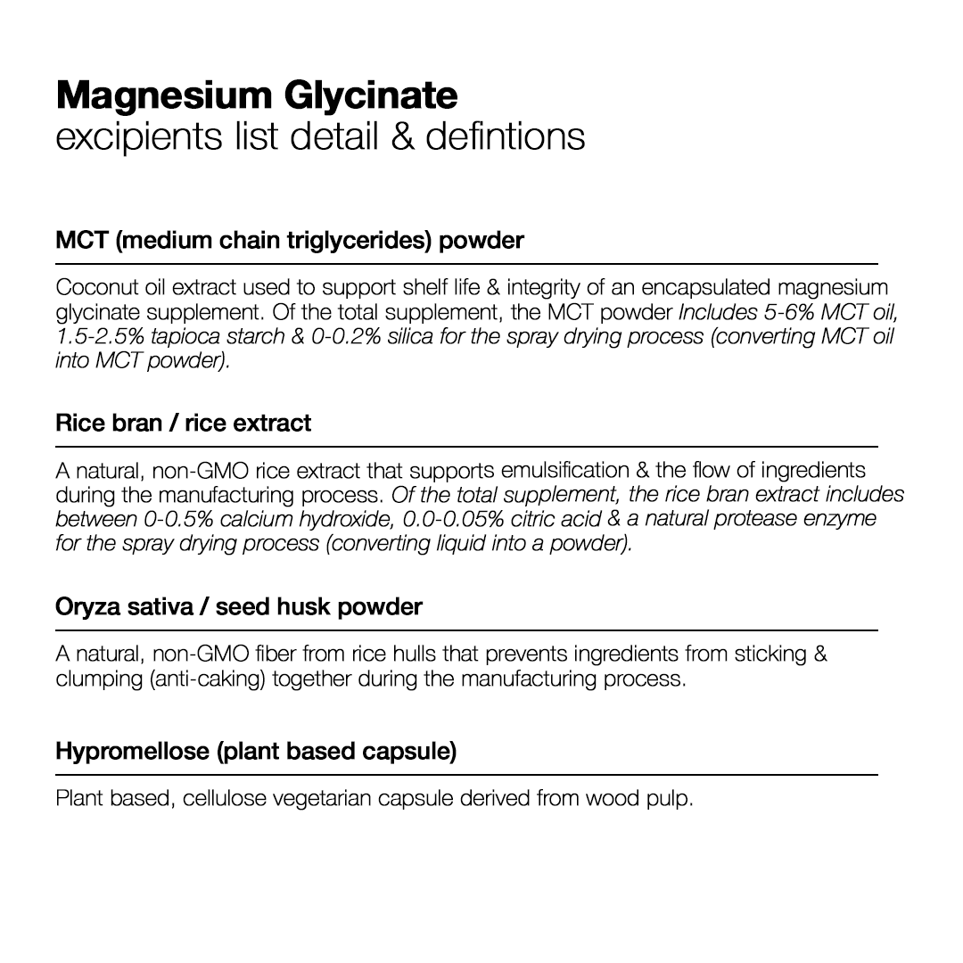 Magnesium Glycinate (Pure &amp; Unbuffered) - 110 Capsules