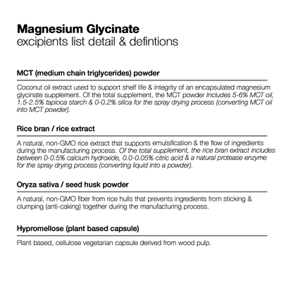 Magnesium Glycinate (Pure &amp; Unbuffered) - 110 Capsules