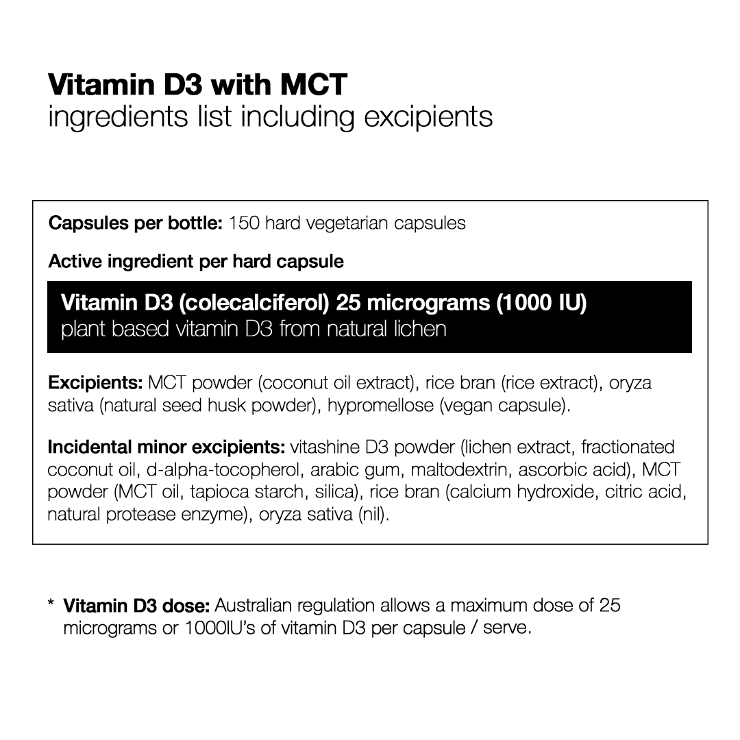 Vitamin D3 with MCT (Vegan Friendly) - 150 Capsules